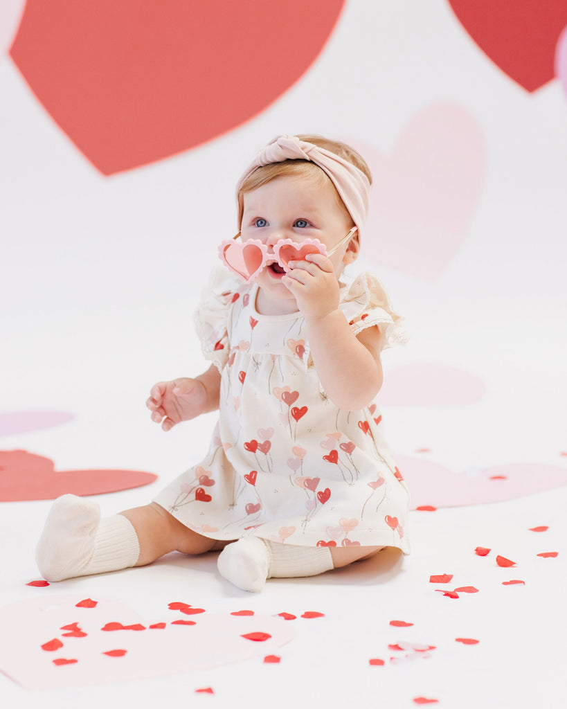 Quincy Mae Flutter Dress - Heart Balloons