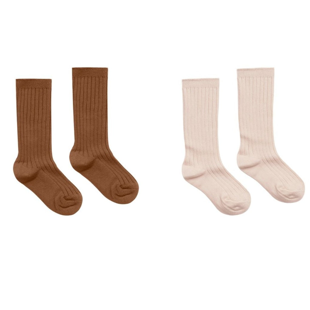 Rylee + Cru Rib Sock Set - Saddle, Shell