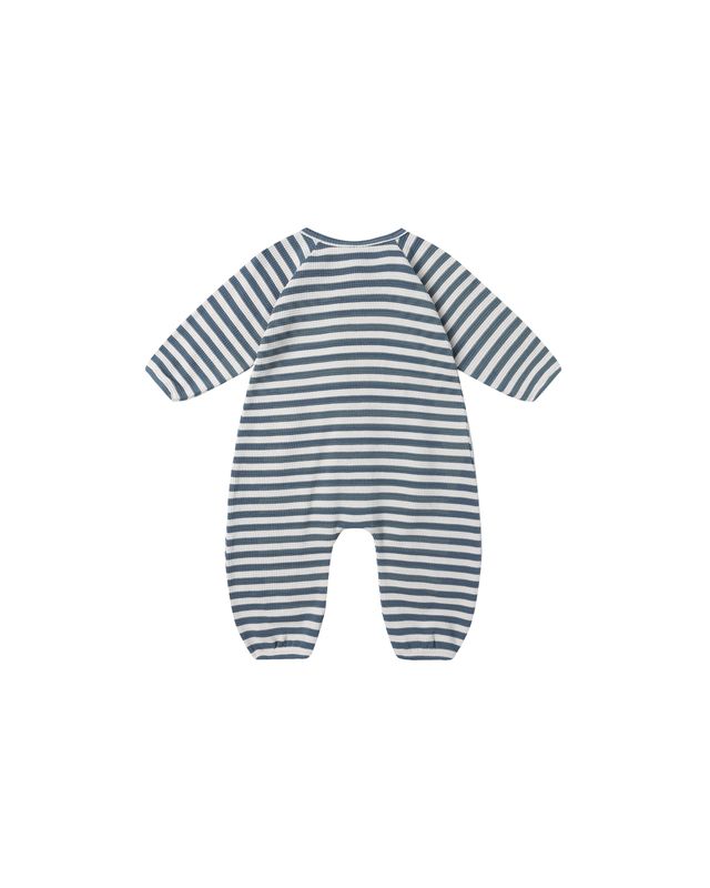 Quincy Mae Waffle Long Sleeve Jumpsuit - Ocean Stripe