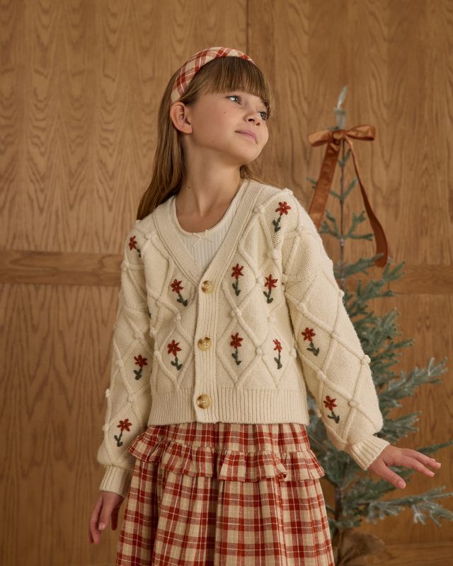 Rylee + Cru Boxy Crop Cardigan - Winter Daisy