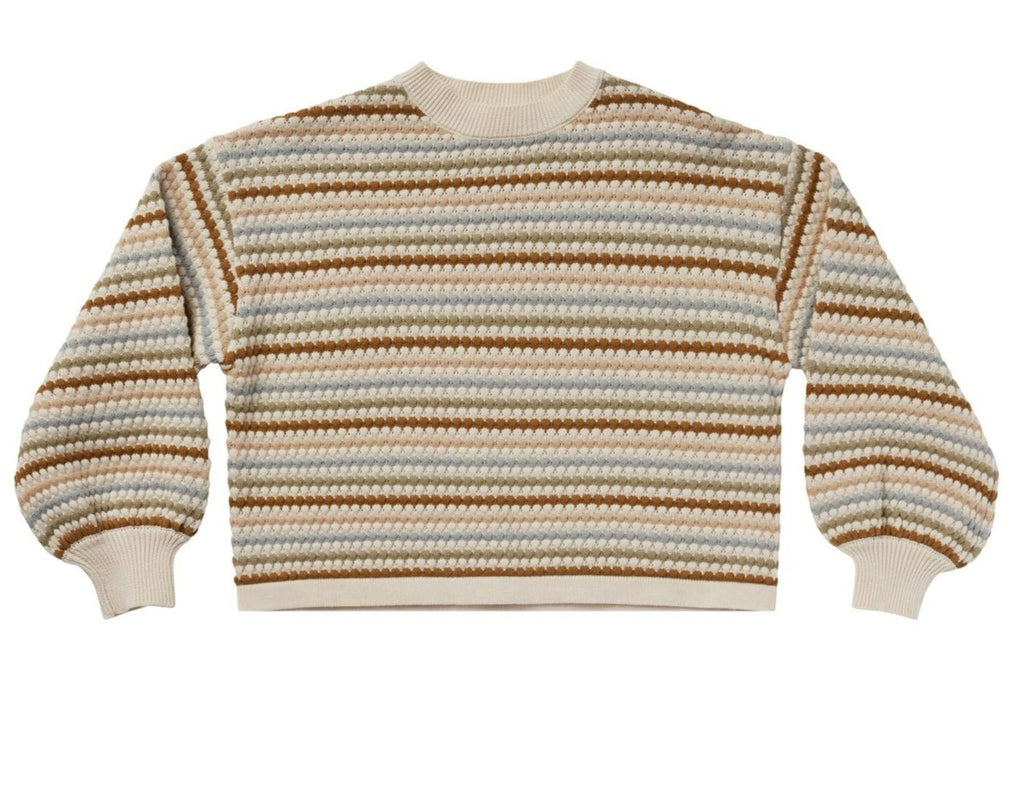 Rylee + Cru Boxy Crop Sweater - Honeycomb Stripe