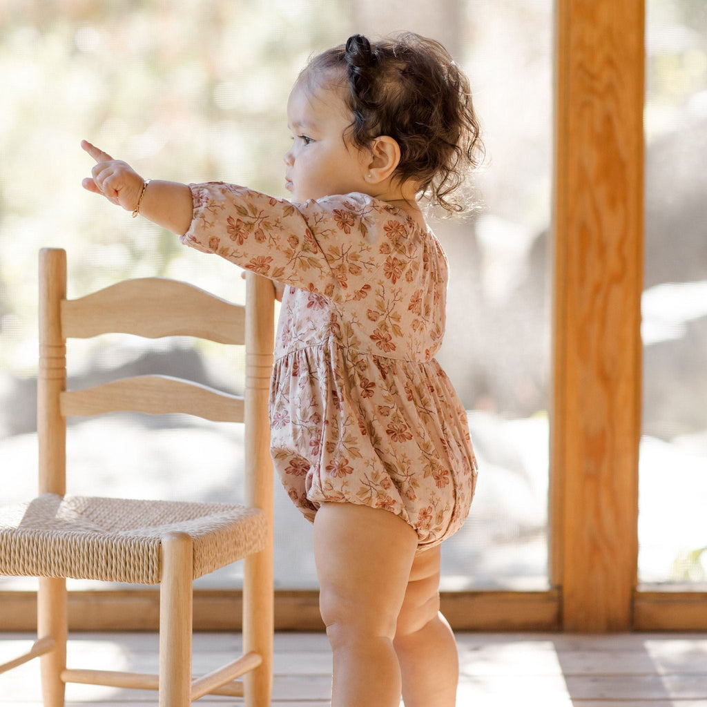 Rylee + Cru Longsleeve Bubble Romper - French Garden