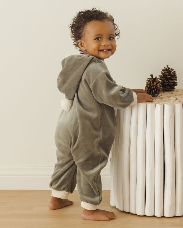 Quincy Mae Velour Zip Jumpsuit - Forest