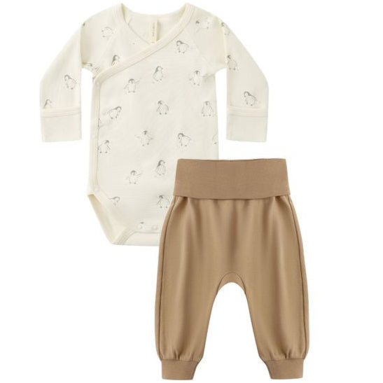 Quincy Mae Side Snap Bodysuit + Pant Suit - Penguins
