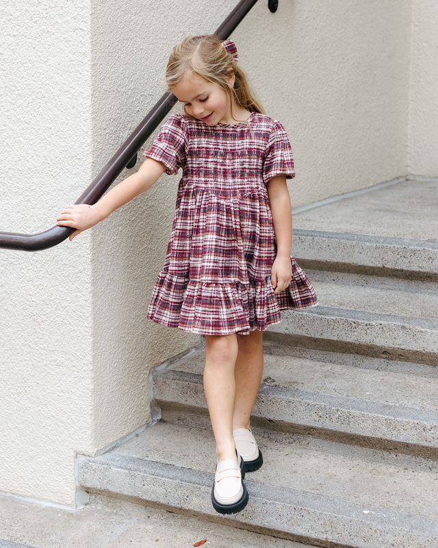 Rylee + Cru India Dress - Burgundy Plaid
