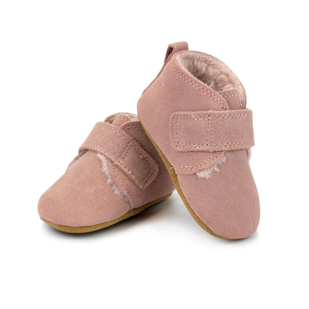 Zutano Pink Leather Furry Lined Baby Shoe