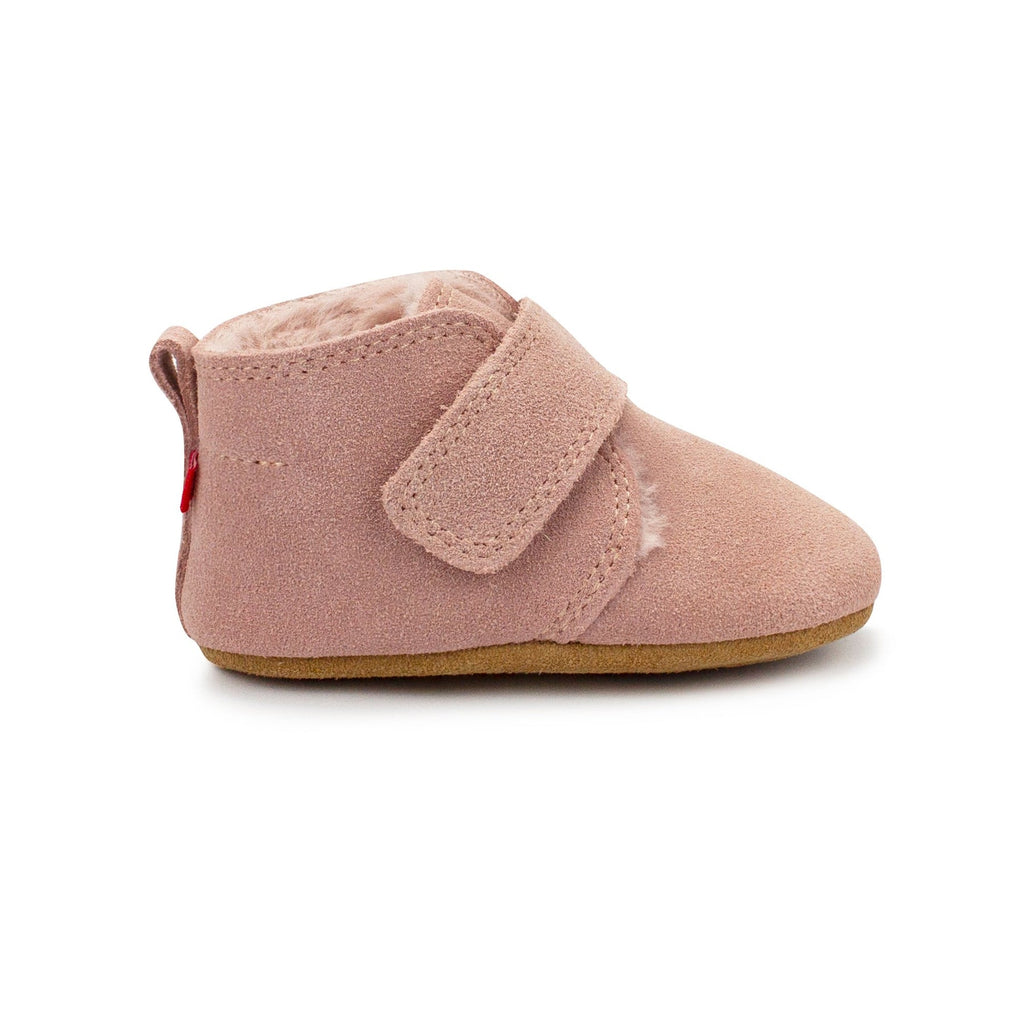 Zutano Pink Leather Furry Lined Baby Shoe