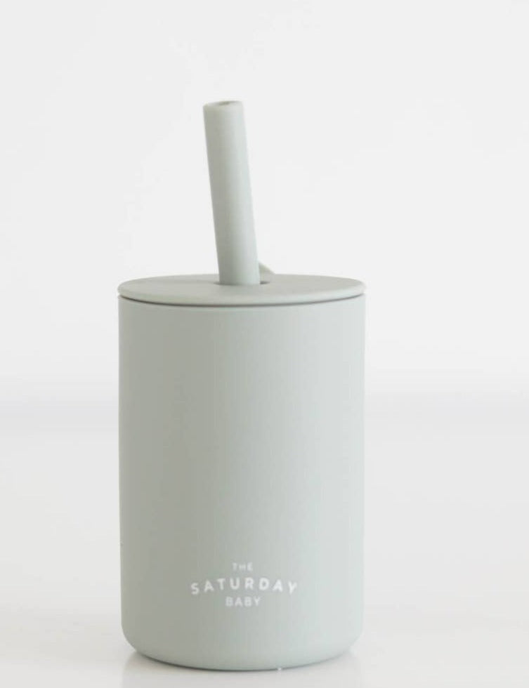 The Saturday Baby Silicone Straw Cup-Sage