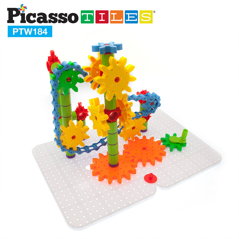 PicassoTiles - Interlocking Wheel and Gear Stem Set