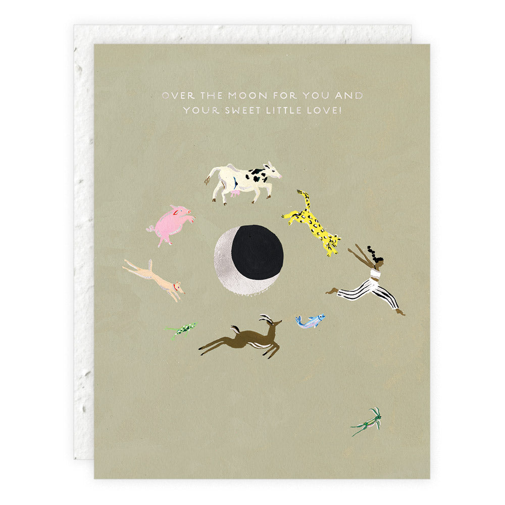 Seedlings Over the Moon Baby Card