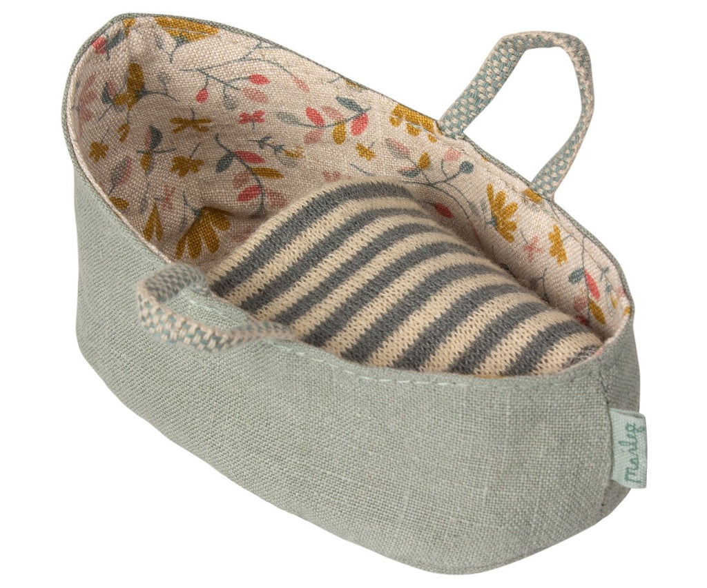 Maileg Baby Carry Cot - Dusty Green