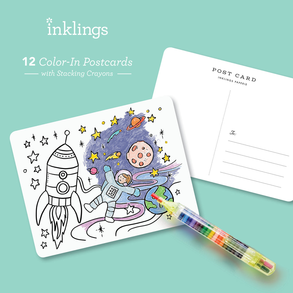 Box of 12 - Kids Color-In Postcard Kit
