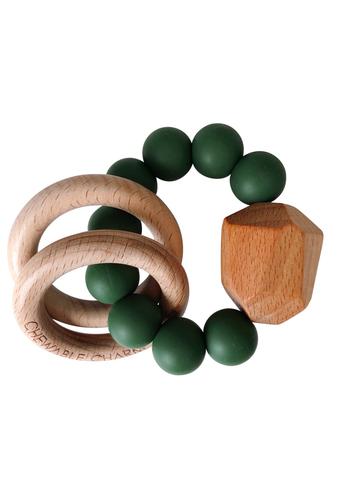 Hayes Silicone + Wood Teether Ring - Kale