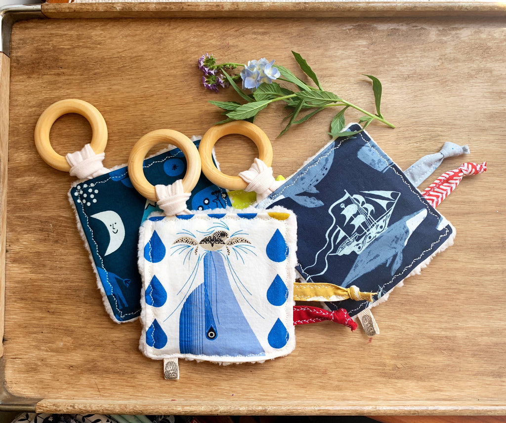 The Bird & Elephant - Baby Blue Crinkle Sensory Teether Toys, Maritime Nautical