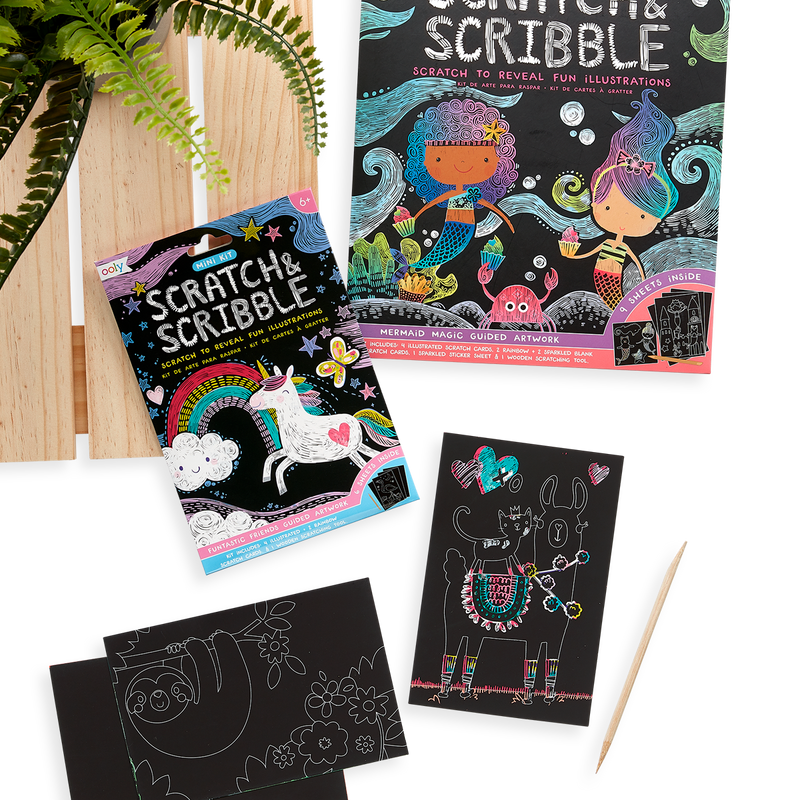 Ooly Mini Scratch & Scribble Art Kit - funtastic friends