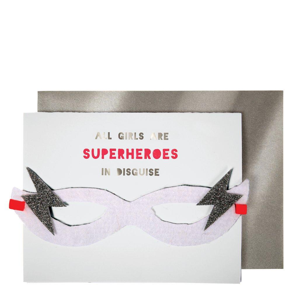 Girl Superhero Mask Card