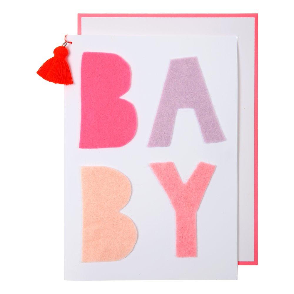 Pink Felt Baby Card