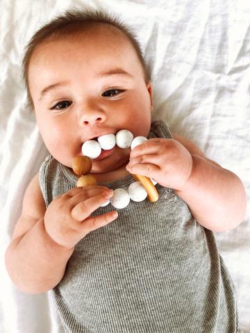 Chewable Charm - Remy Silicone + Wood Teether Toy - Moonstone
