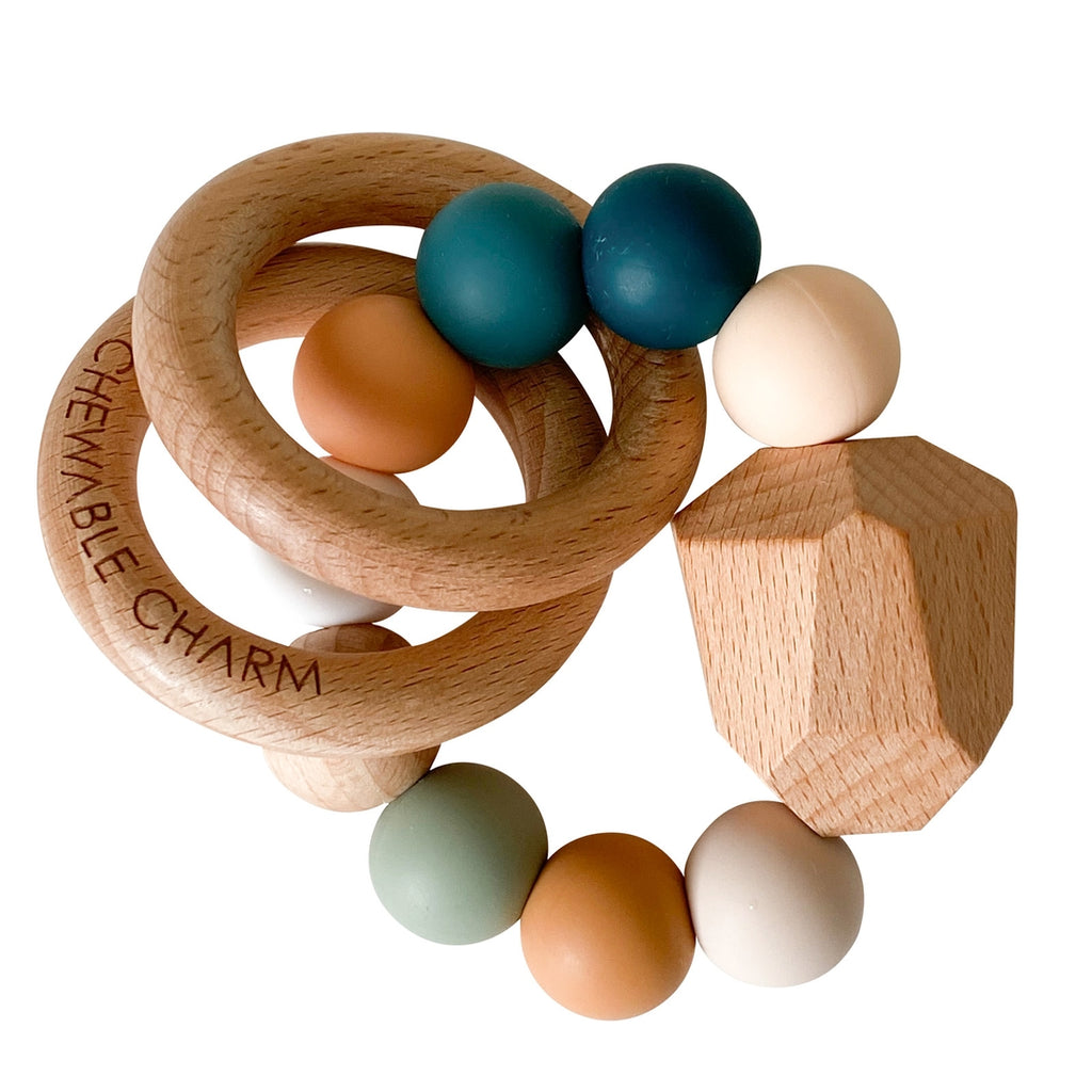 Hayes Silicone + Wood Teether Ring - Summer