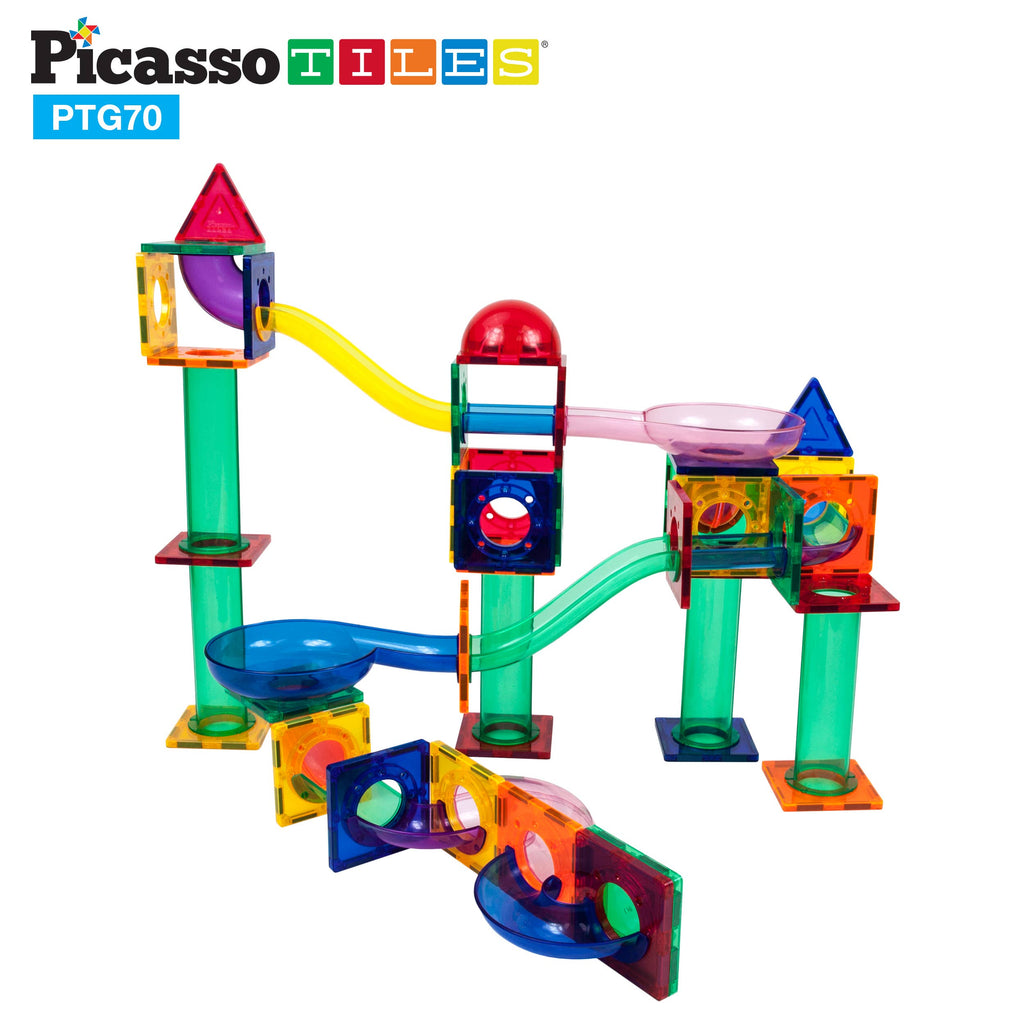 PicassoTiles - Magnetic Marble Run Track (50-150 Pieces)