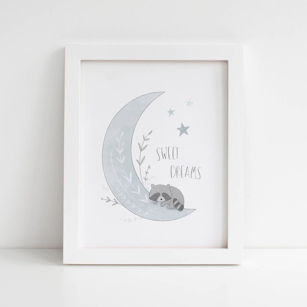 Fox & Bear Paper Co. - Sweet Dreams Raccoon Moon Print - 8x10