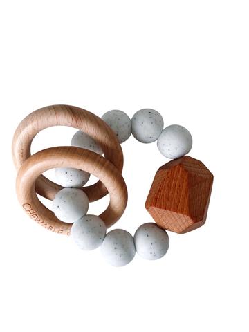 Hayes Silicone + Wood Teether Ring - Moonstone
