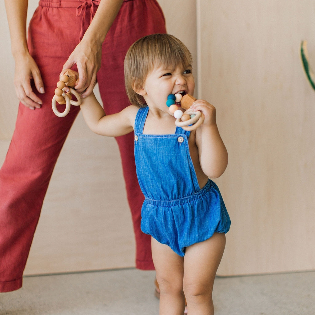 Hayes Silicone + Wood Teether Ring - Summer