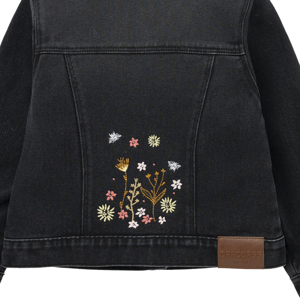 Embroidered Denim Jacket Dark Wash