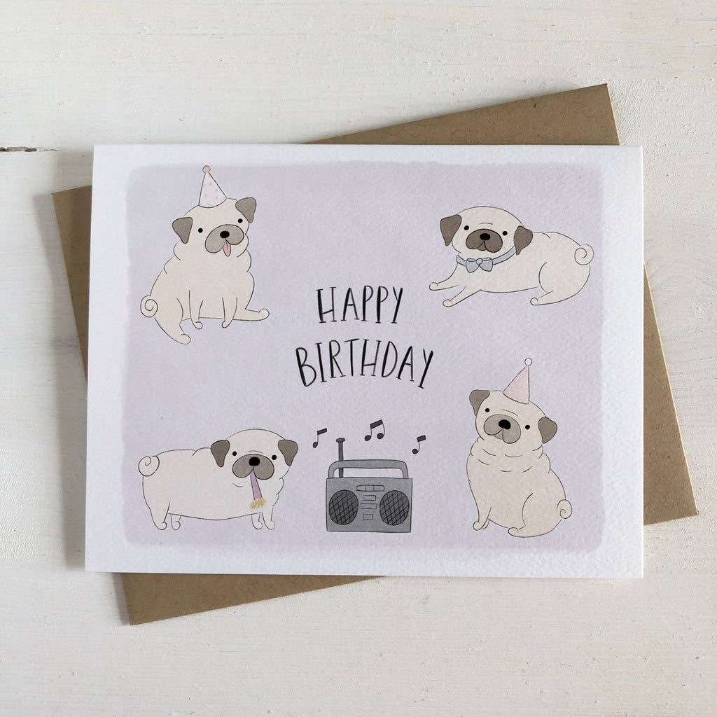 Fox & Bear Paper Co. - Pug Party Greeting Card