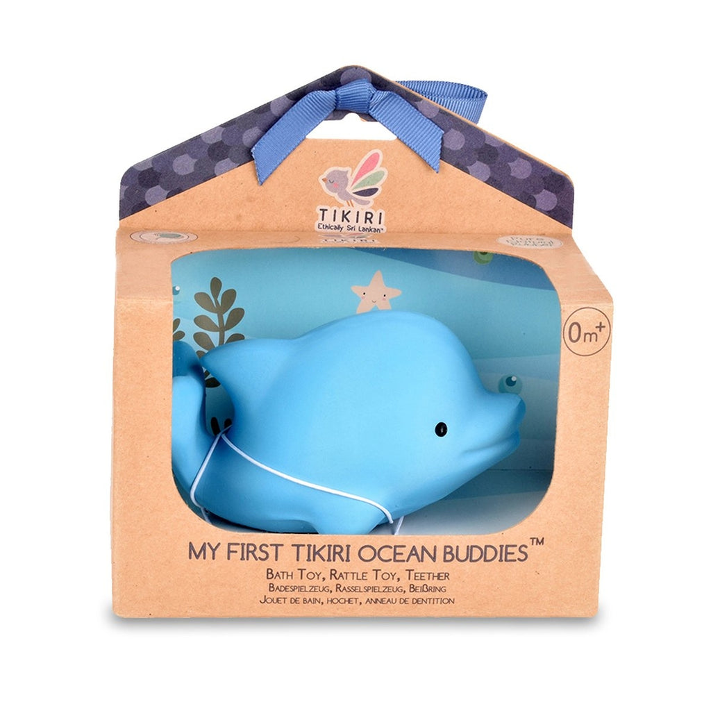 Dolphin - Natural Rubber Teether, Rattle & Bath Toy