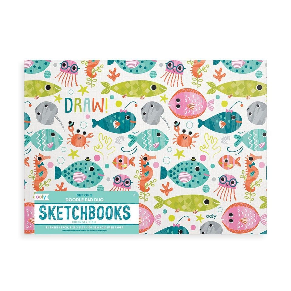 Ooly Doodle Pad Duo Sketchbooks: Friendly Fish - Set of 2