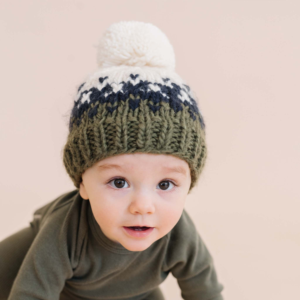 Hand Knit Nell Stripe Pom Beanie