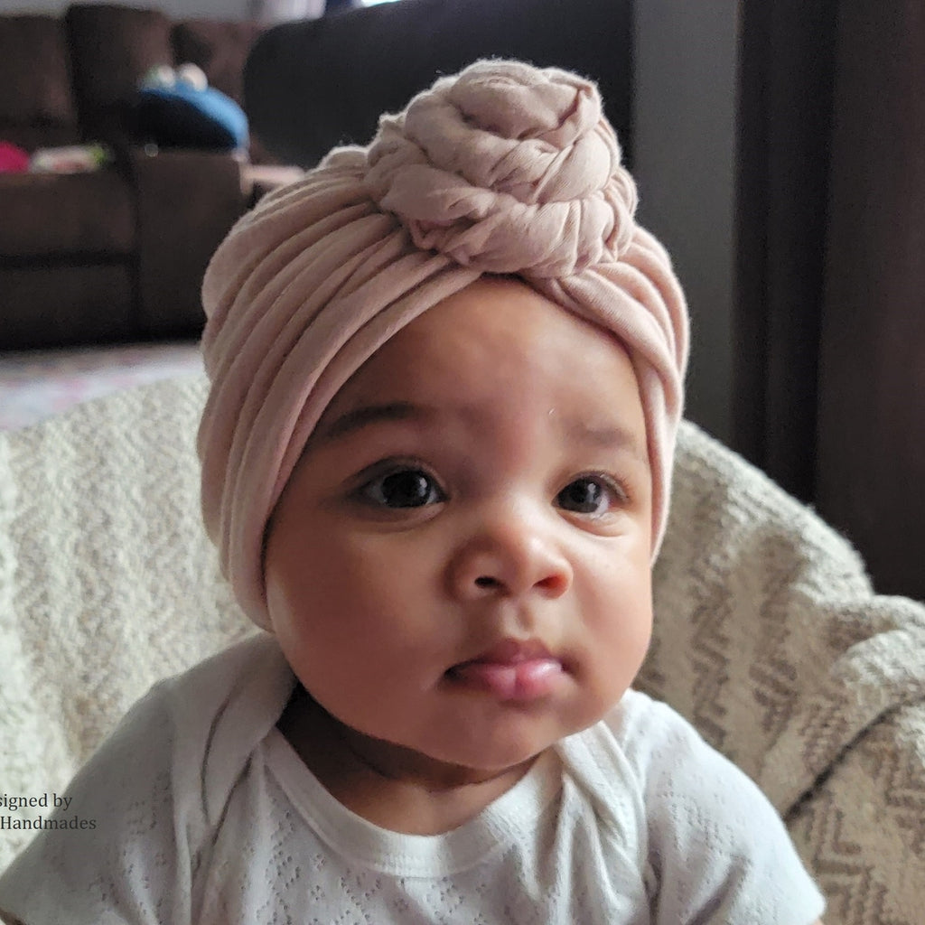 Smoky Rose Swirl Top Knit Jersey Turban