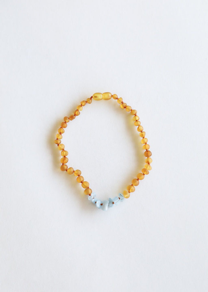 CanyonLeaf - Raw Honey Amber + Raw Blue Amazonite Necklace