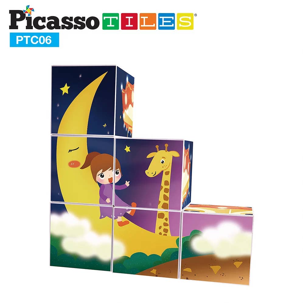 PicassoTiles - 6 Piece Magnetic Magic Puzzle Cube Set