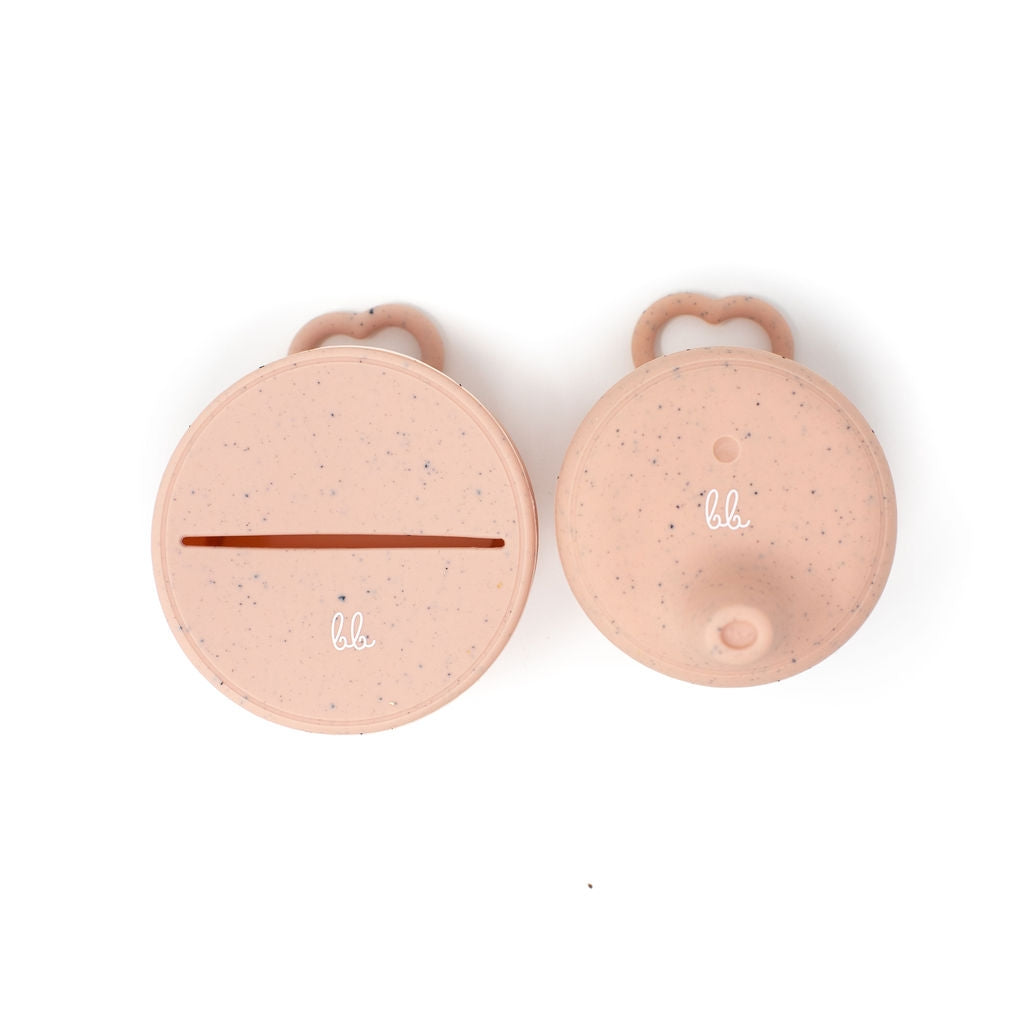 Silicone Snack + Sippy Lid Set - Dusty Pink Speckled