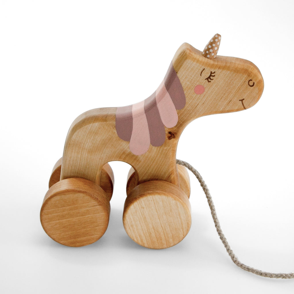 Handcrafted Wooden Pull Toy - Unicorn