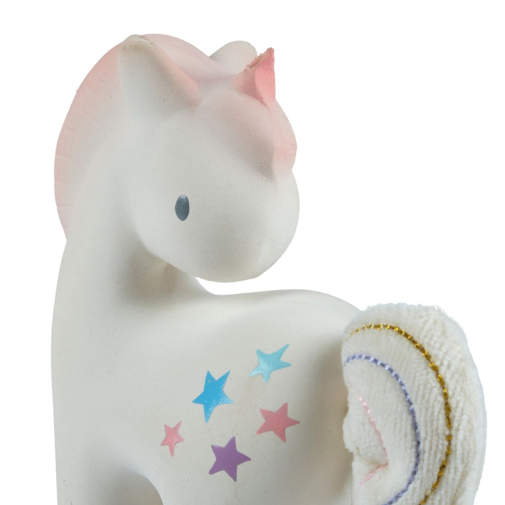 Shining Star Unicorn - Natural Rubber Rattle w/Crinkle Tail