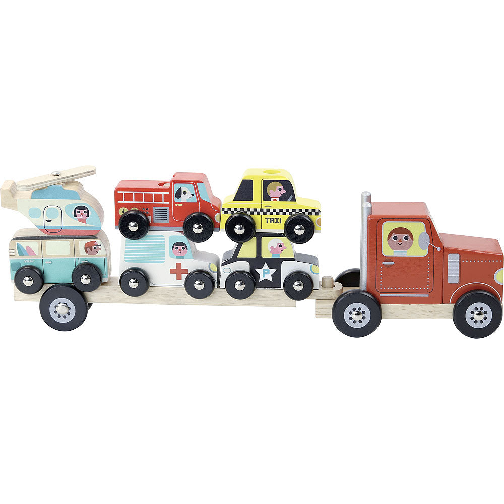 Truck + Trailer with Vehicles - Stacking Game