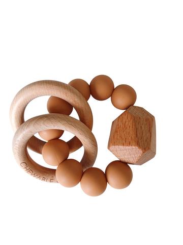 Hayes Silicone + Wood Teether Ring - Terra Cotta