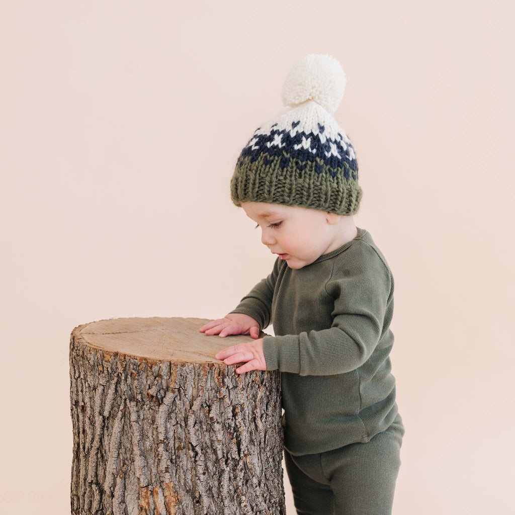 Hand Knit Nell Stripe Pom Beanie