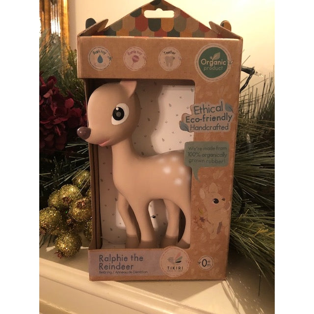 Ralphie Reindeer - Organic Rubber Rattle, Teether & Bath Toy