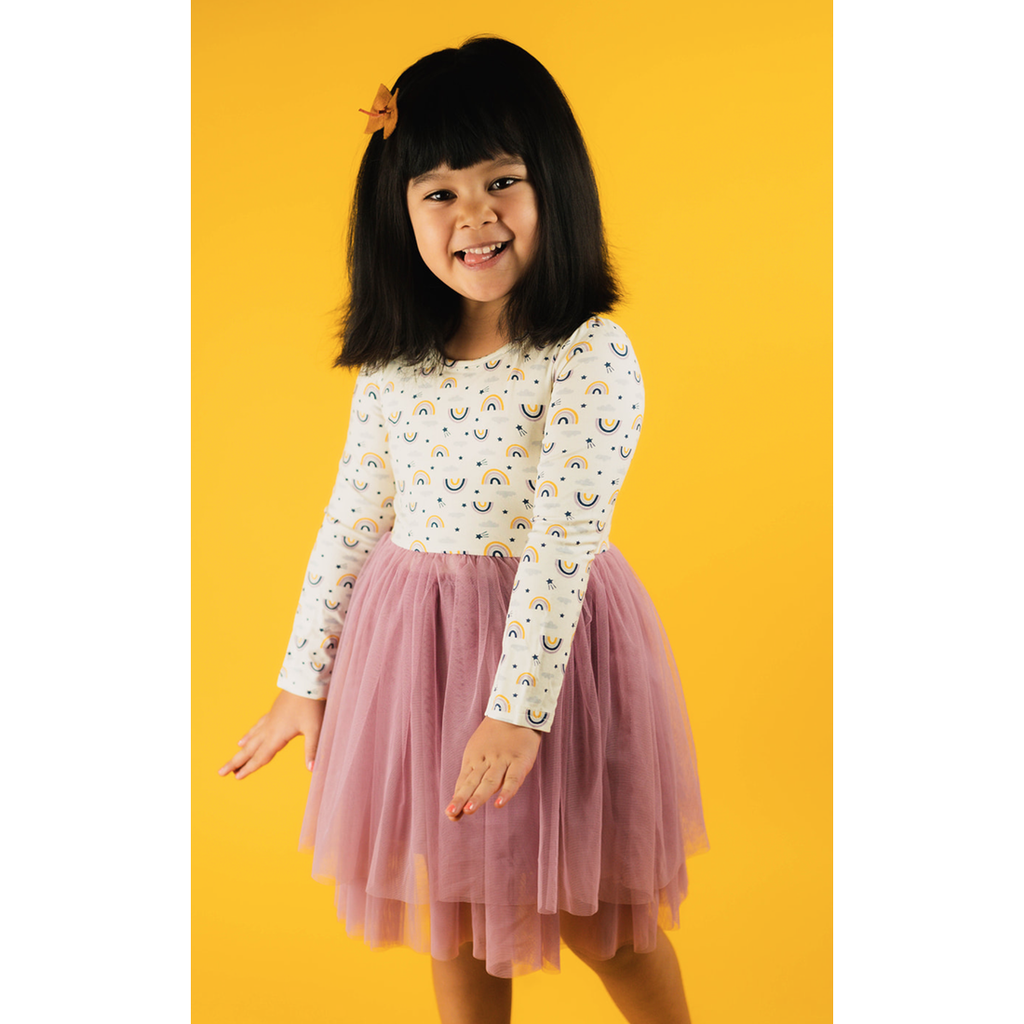 Rainbow Tutu Party Dress - Long Sleeved