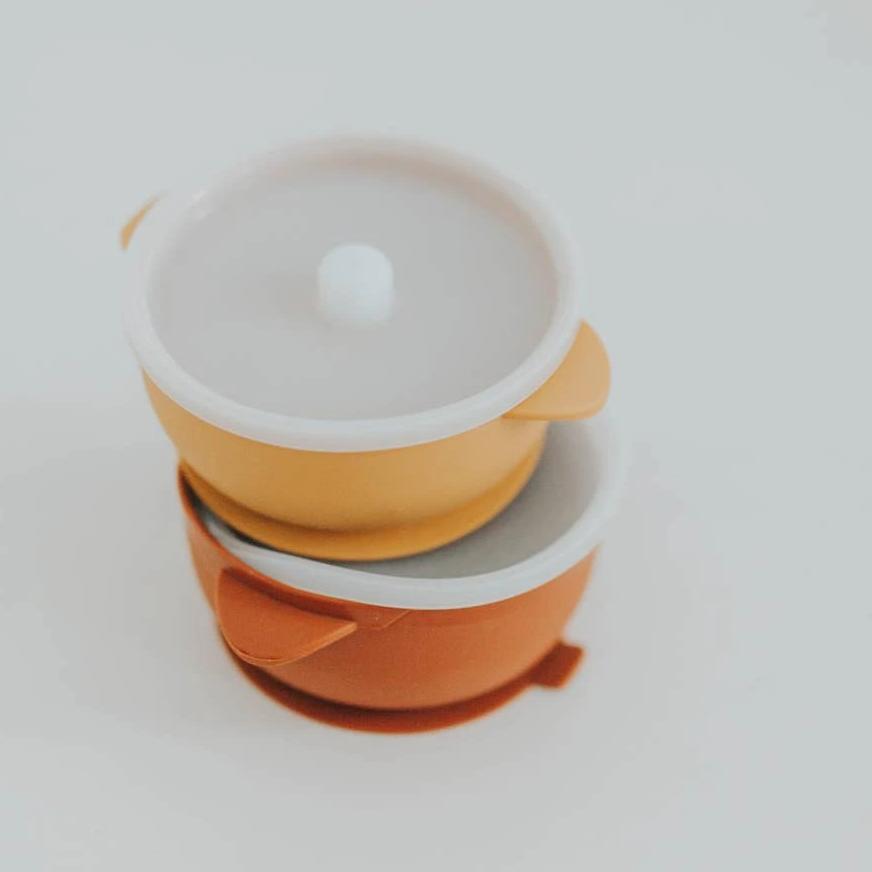 Silicone Baby Bowls - Suction Bowl with Lid - Ginger