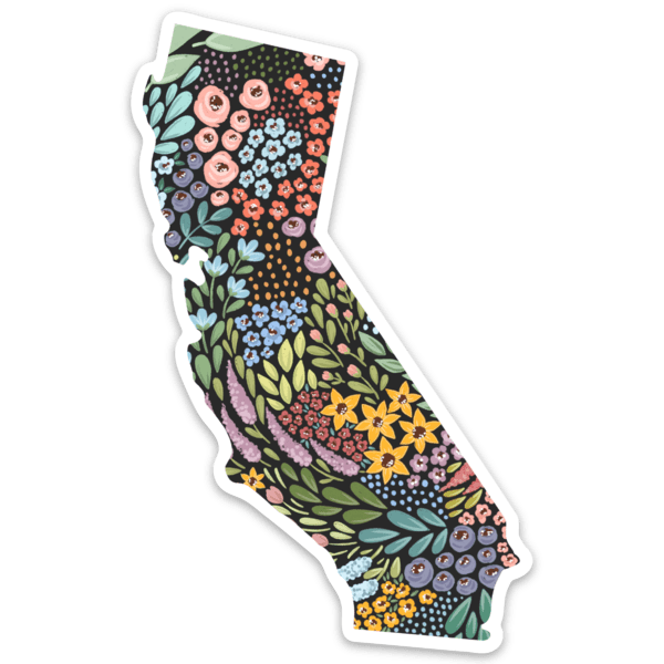 California Floral Vinyl Sticker - 3.5x2"