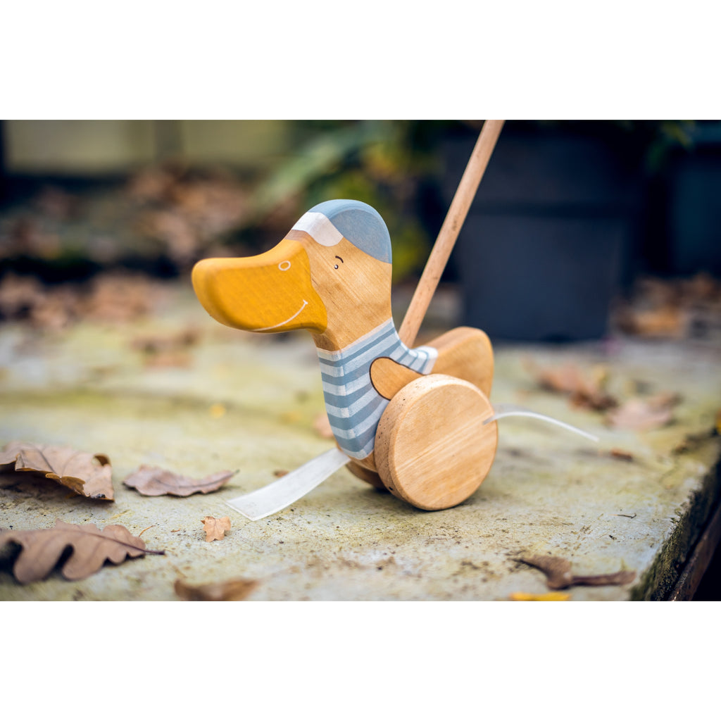 Handcrafted Wooden Push Toy Duck