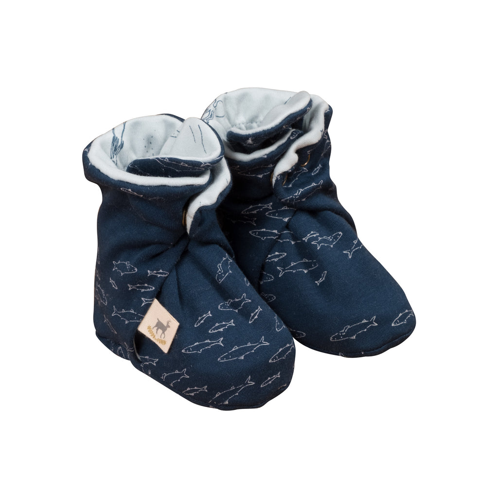 Red Caribou Reversible Booties - Schooling Fish