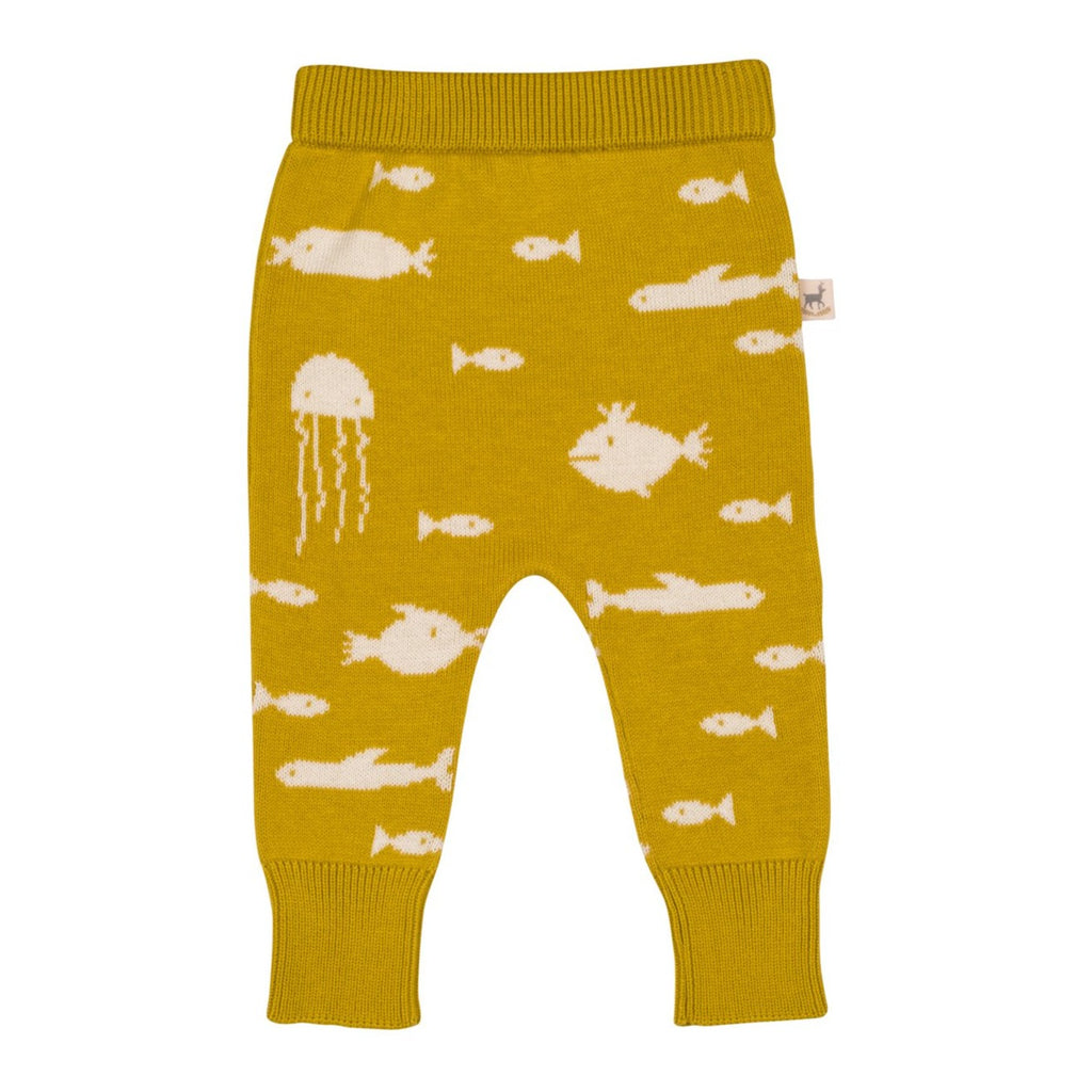 Red Caribou Knit Pants - Mustard