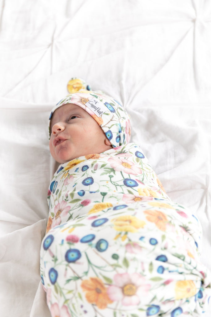Copper Pearl Knit Swaddle Blanket - Isabella