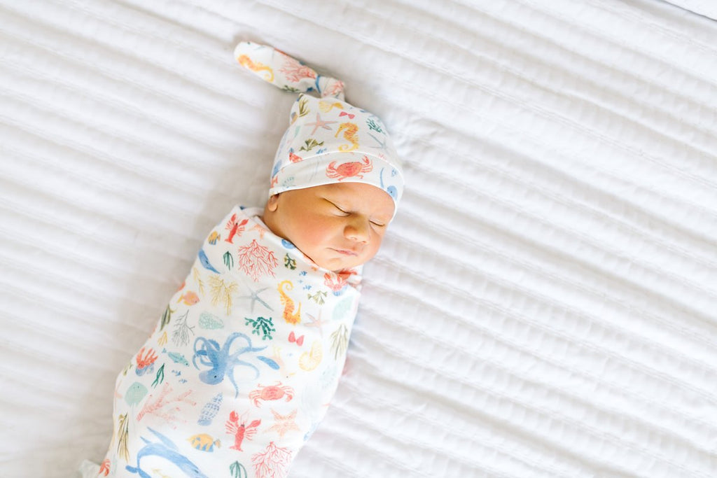 Copper Pearl Knit Swaddle Blanket - Nautical